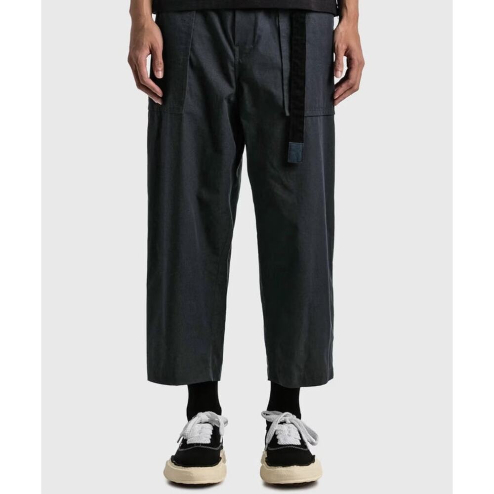 SACAI Japanese Luxury designer Cotton Oxford Pants black with velvet waistband - Picture 9 of 9